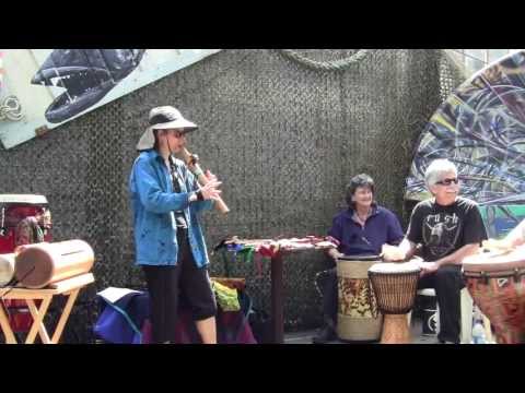 NEWPORT DRUM CIRCLE JAM  feat Mary-Beth Nickel on American Indian flute