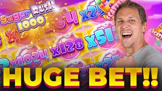 HUGE BET & BIG WIN ON SUGAR RUSH 1000 - PAYS INSANE -  WITH CASINODADDY 🍬🍭