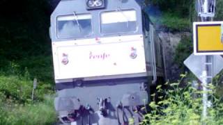 preview picture of video 'LOCOMOTORAS 319 Y 333 ENTRAN EN TUNEL BETANZOS'