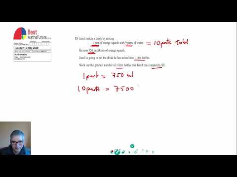 Ratios Given One Quantity GCSE Maths Edexcel foundation Paper 1 May 2020 Question 15