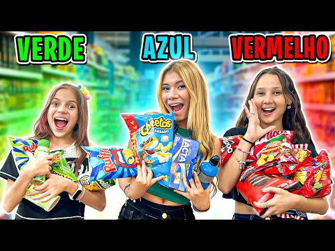 DESAFIO COMPRANDO COMIDAS COLORIDAS - Amanda Nathanry Ft. Jessica Sousa e Kathlyn Show