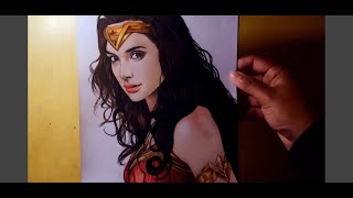 Como Desenhar a  Mulher Maravilha Gal Gadot - Super Fcil (Speed Drawing)