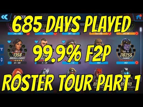 685 Days Played 99.9% F2P Roster Tour Part 1 - Marvel Strike Force
