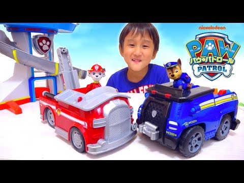 【パウ・パトロール】アクションビークル 〜 チェイスのポリスカーとマーシャルのファイヤートラック