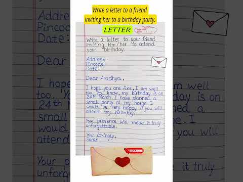 Write a letter to your friend inviting her to a birthday party. #shorts #letter #invitationletter