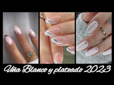 DISEÑOS DE UÑAS BLANCO Y PLATEADO 2023