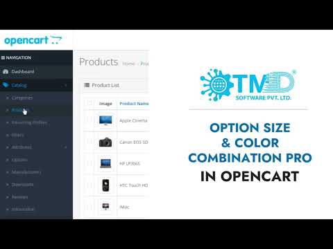 TMD Opencart  Product Option Size & Color Combination Pro
