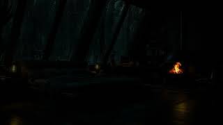 No Ads😴The Ambiance Felt From the Window of the Cabin on a Cold Rain Day | Warm, Relaxing Fireplace