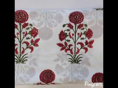 Indian Hand Block Floral Print Handmade Cotton Voile Garment Fabric