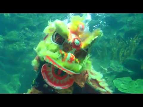Underwater Lion Dance at Aquaria KLCC 2015 吉隆坡KLCC水族馆水中舞狮表演