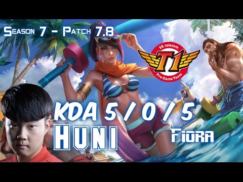 SKT T1 Huni FIORA vs JAYCE Top - Patch 7.8 KR Ranked