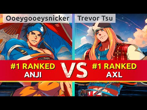GGST ▰ Ooeygooeysnicker (#1 Ranked Anji) vs Trevor Tsu (#1 Ranked Axl). High Level Gameplay
