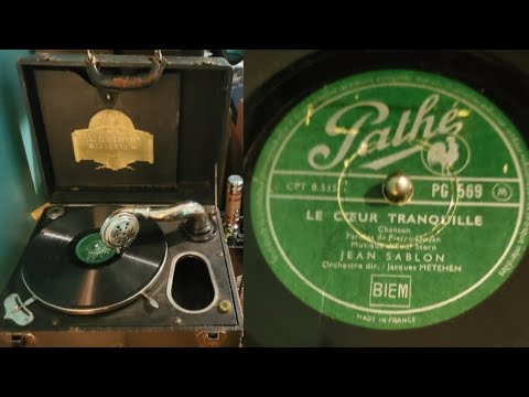 Pathé, LE COEUR TRANQUILLE par Jean Sablon Jouer sur un Artophone PORTABLE [PG 569]