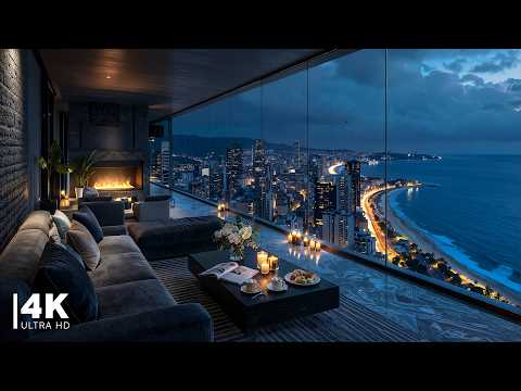 Late Night Jazz in a Coastal Apartment | Smooth Jazz Instrumental Music with Ocean View for Studying