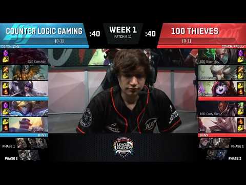 CLG (Huhi Syndra) VS 100 (Ryu Lulu) Highlights   2018 NA LCS Summer W1D2