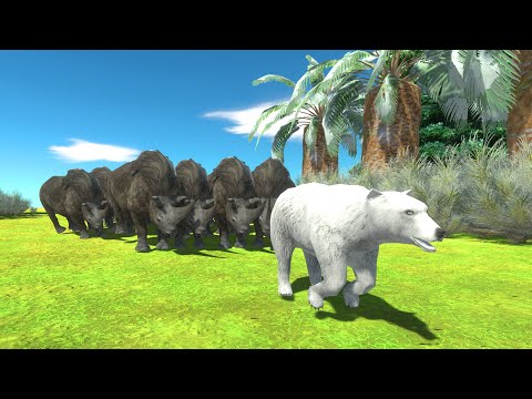 Escape from the woolly rhinoceros in the unknown forest - Animal Revolt Battle Simulator