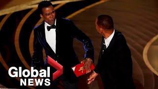 Oscars 2022: Will Smith slaps Chris Rock in shocking on-stage confrontation video