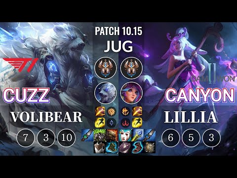 T1 Cuzz Volibear vs DWG Canyon Lillia Jungle - KR Patch 10.15