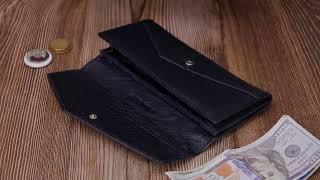 Шкіряний жіночий гаманець з геометричним клапаном ST Leather 22546 чорний