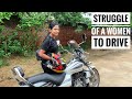 Struggle Of A Woman To Drive Very Bad Road Bajaj Avenger 220 Cruise Woman Rides A Motorcycle