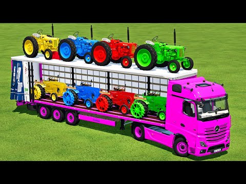 TRANSPORTING ZETOR & PORSCHE MINI TRACTORS WITH MERCEDES TRUCK - Farming Simulator 22