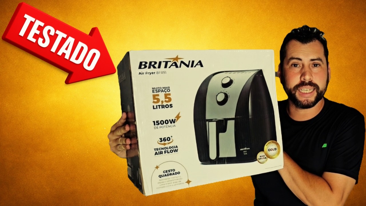 Miniatura da avaliação em vídeo de Fritadeira Sem Óleo Britânia 5,5L BAFE53 Pinkstone