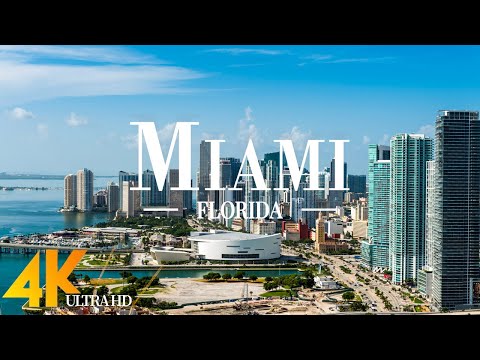 Miami 4K drone view • Stunning footage aerial view of Miami | Relaxation film with calming music