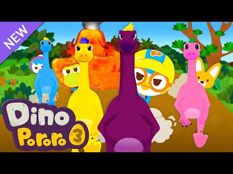 ★New★ Pororo Dino Adventure 3 | Escape from the Volcano Explosion | Dinosaur Cartoon for Kids