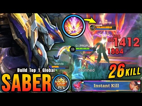 26 Kills!! Saber LEGEND Skin Brutal One Shot Ultimate!! - Build Top 1 Global Saber ~ MLBB