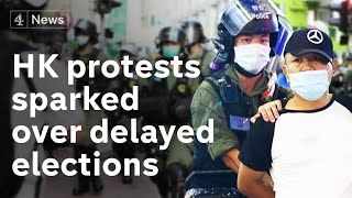 Pro-democracy Hong Kong activists protest against postponed elections
