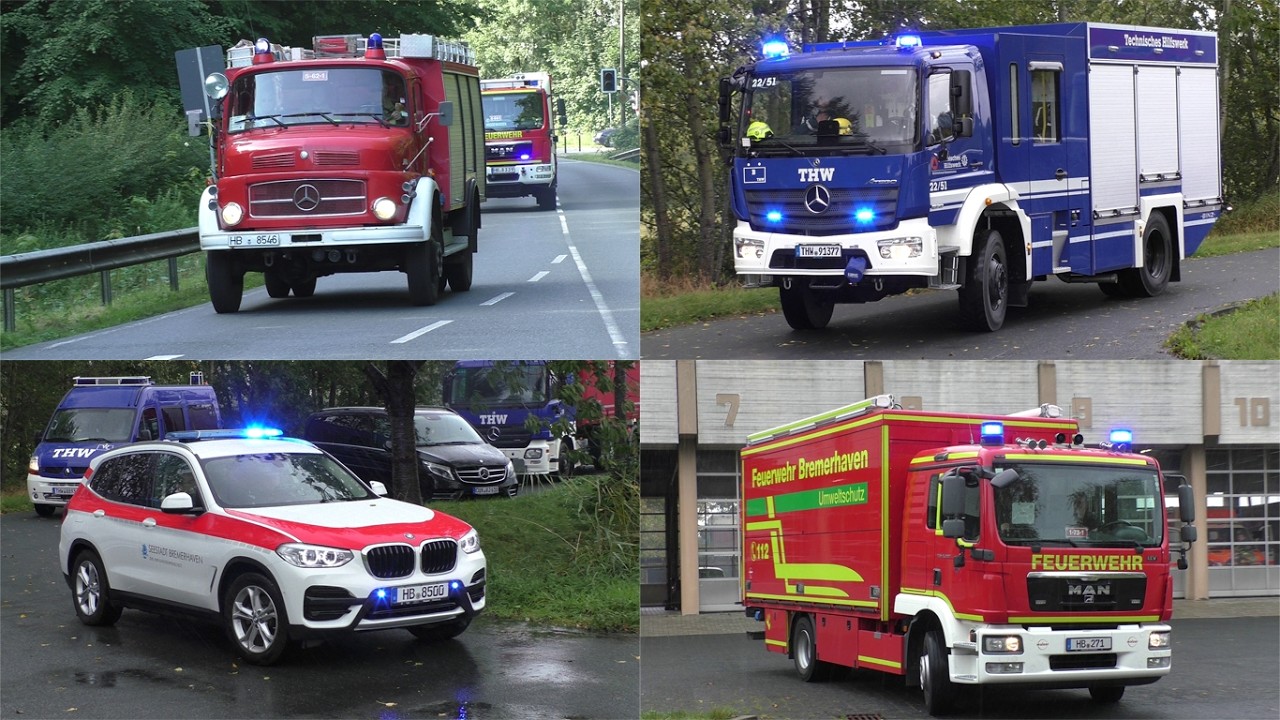 [Einsatz in der Seestadt] Einsatzfahrten Feuerwehr, Rettungsdienst und THW aus Bremerhaven