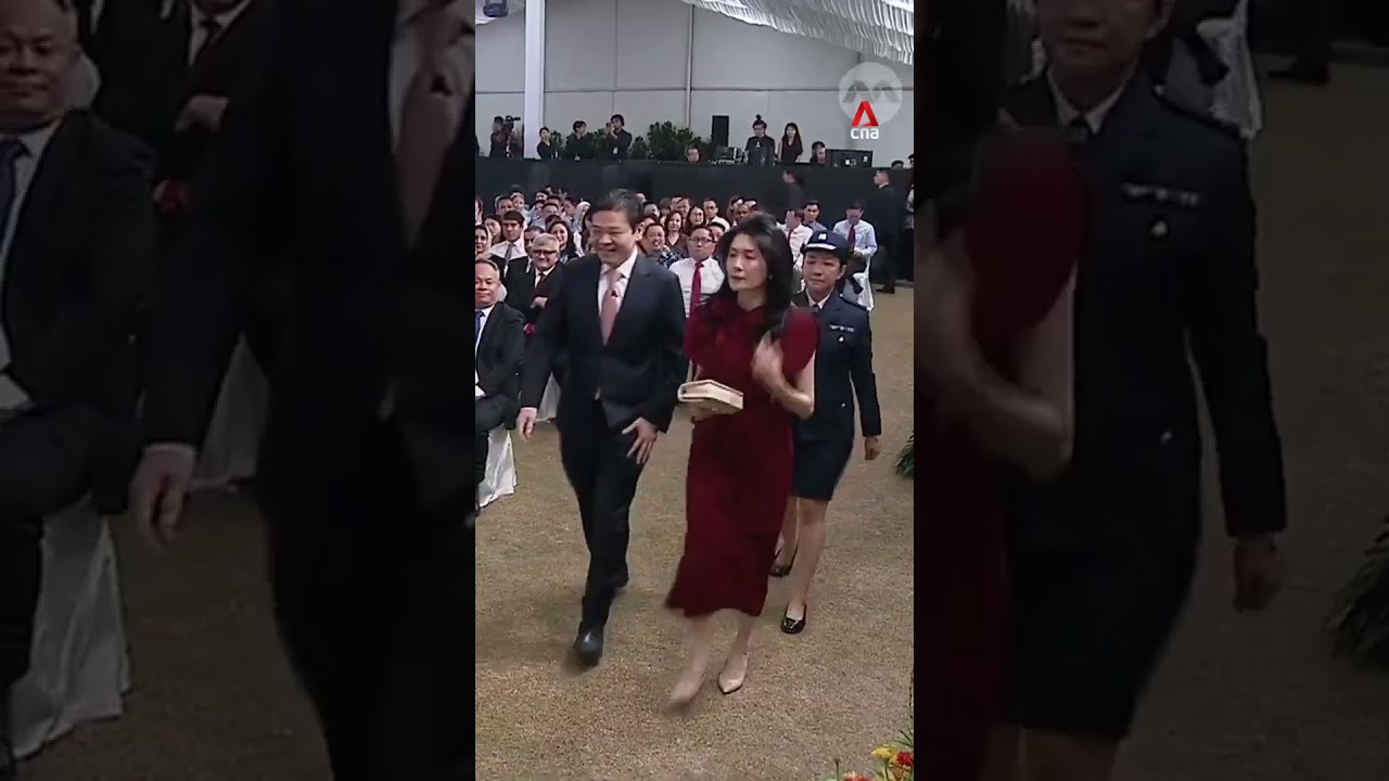 Prime Minister Lawrence Wong and wife Loo Tze Lui arrive at Cabinet swearing-in ceremony