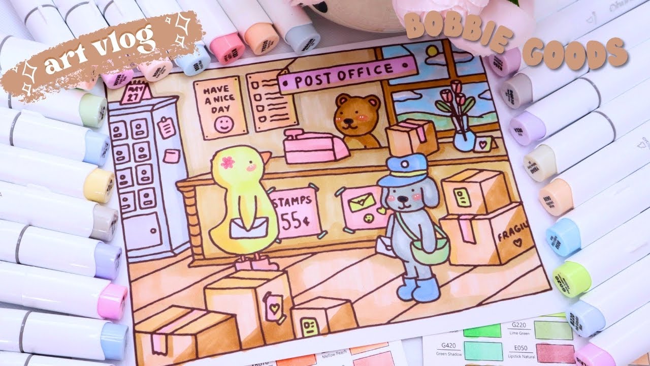 🌿 coloring bobbie goods with ohuhu markers // post office 💌