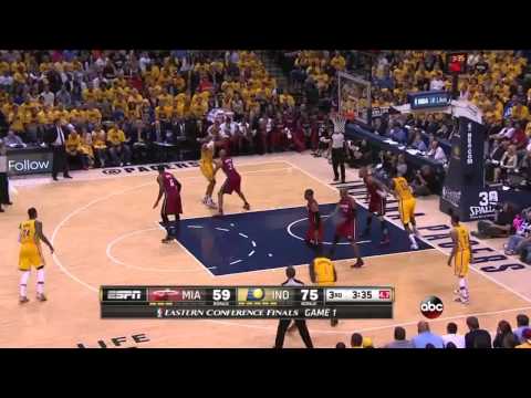 NBA, playoff 2014, Pacers vs. Heat, Round 3, Game 1, Move 25, David West, airBall