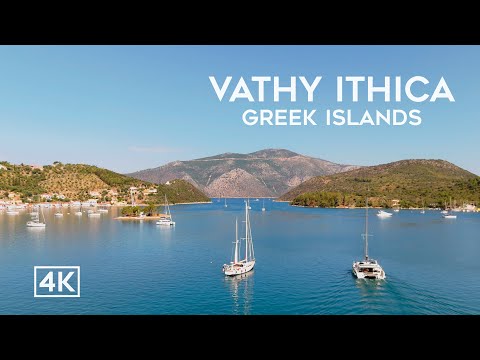 Vathy, Ithica Greek Islands Drone 4k