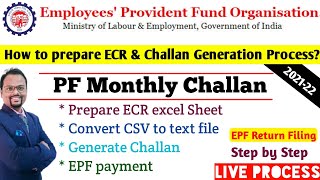 ECR Challan Generation|| Prepare ECR challan process||EPF Challan|| How to file ECR|| pf ecr challan