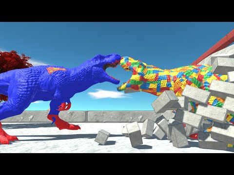 LEGO dinosaur DEATH RUN. VS SUPERMAN T-REX! -Animal Revolt Battle Simulator