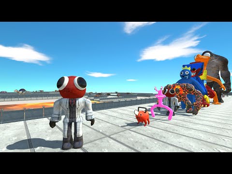 Rainbow Friends Red vs Troll Cave Deluxe LAVA DEATH RUN - Animal Revolt Battle Simulator