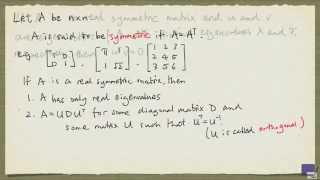 Week 10 - Symmetric matrices and orthogonal diagonalization