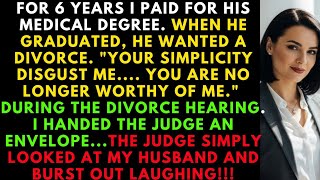 i paid for his medical degree for 6 years, then he divorced me—until the judge opened my envelope