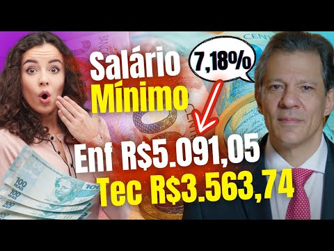 🔴Piso Salarial Enfermagem com Reajuste do Salário Mínimo 7,18% Enfermeiro R$5.091,05 Tec R$3.563,74