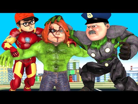 Super Hero Nick Iron Man and PoliceHulk vs Zombie - Scary Teacher 3D Protect City