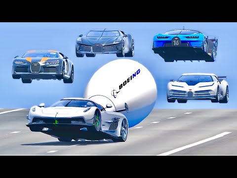 Koenigsegg Jesko with Boeing Turbine Engine vs Bugatti Hypercars - Drag Race 20 KM