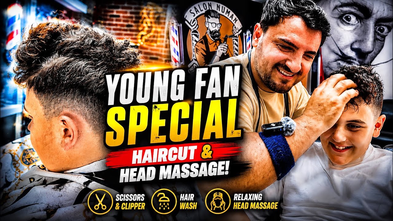 A Young Fan Walked Into Our Barbershop… So We Gave Him a Fresh Cut ❤️ | ASMR HairCut