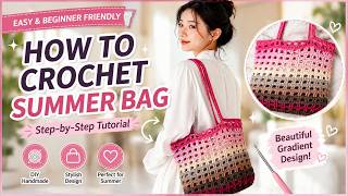Easy Crochet Gradient Tote Bag | Step-by-Step Summer Bag Tutorial #diybag #summerbag #handmade