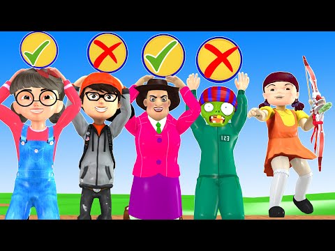 Squid Game (오징어 게임) vs Scary Stranger 3d Trying Archery Hit The Target Challenge Game Candy Shape