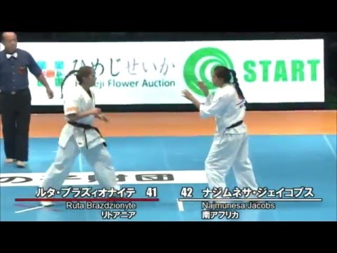 【新極真会】 The 11th World Karate Championship Women 1st round11 Ruta Brazdzionyte vs Najmunesa Jacobs