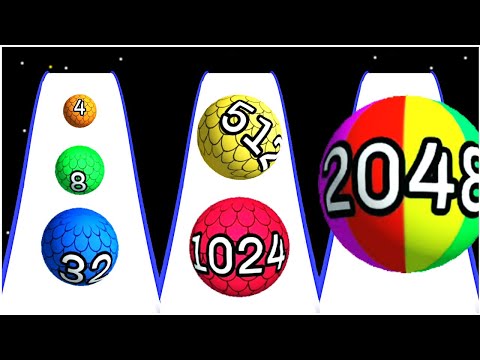 Run Merge Ball 2048 "2048 ball run" "ball runner 2048" - Gameplay Walkthrough - Max Levels (61-80)