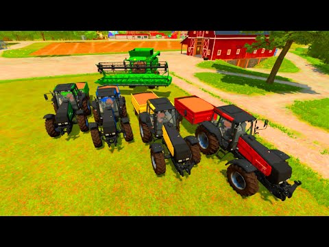 HARVESTING WHEAT, LOAD & TRANSPORT  WITH VALTRA TRACTORS, JOHN DEERE HARVESTER  Farming Simulator 22