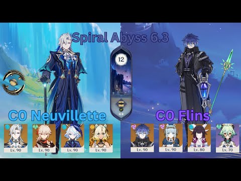 C0 Neuvillette Hypercarry & C0 Flins Lunar-Charged | Genshin Impact | Spiral Abyss 6.3 / Luna IV